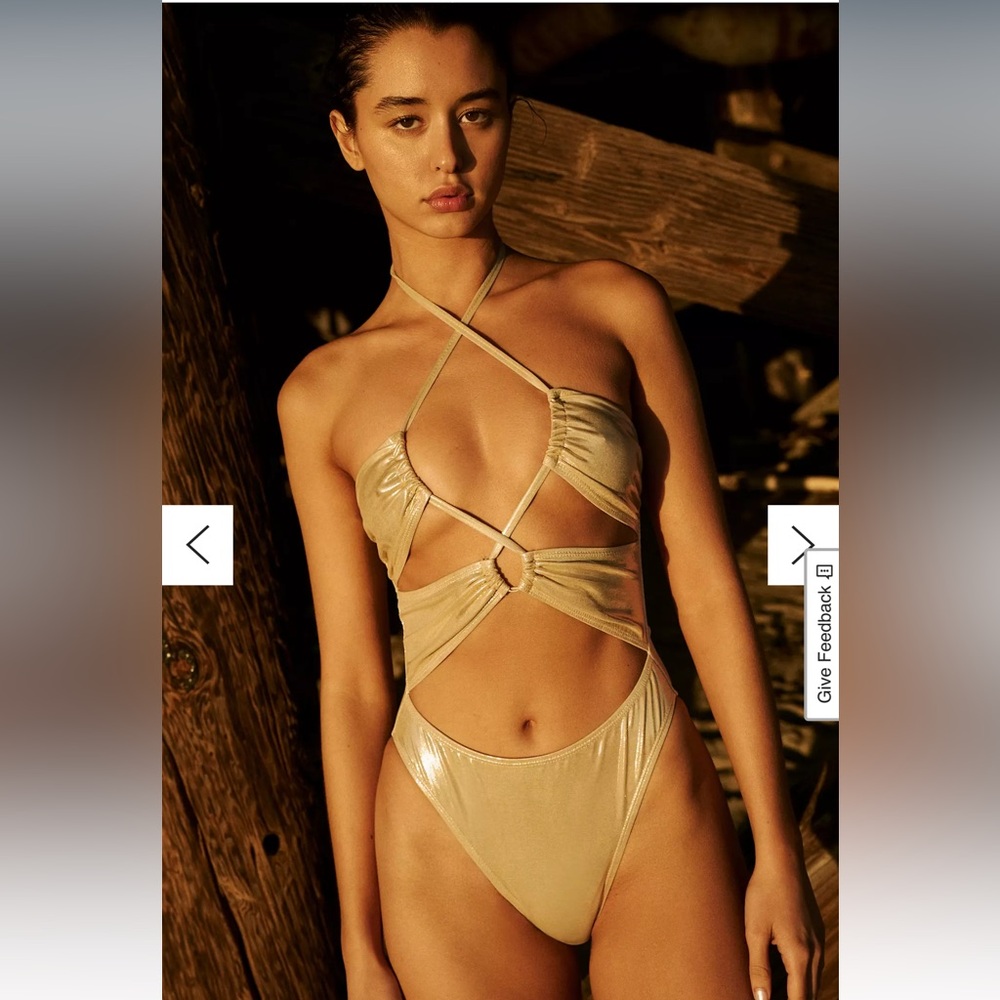 SOLID & STRIPED Shimmering Gold Swimsuit